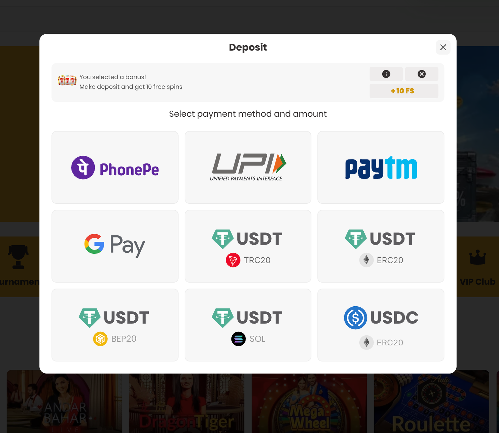 Crorebet deposit payment methods